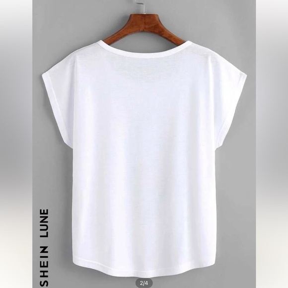 Shein LUNE Figure And Letter Graphic Curved Hem Tee Sz XL - Picture 5 of 10